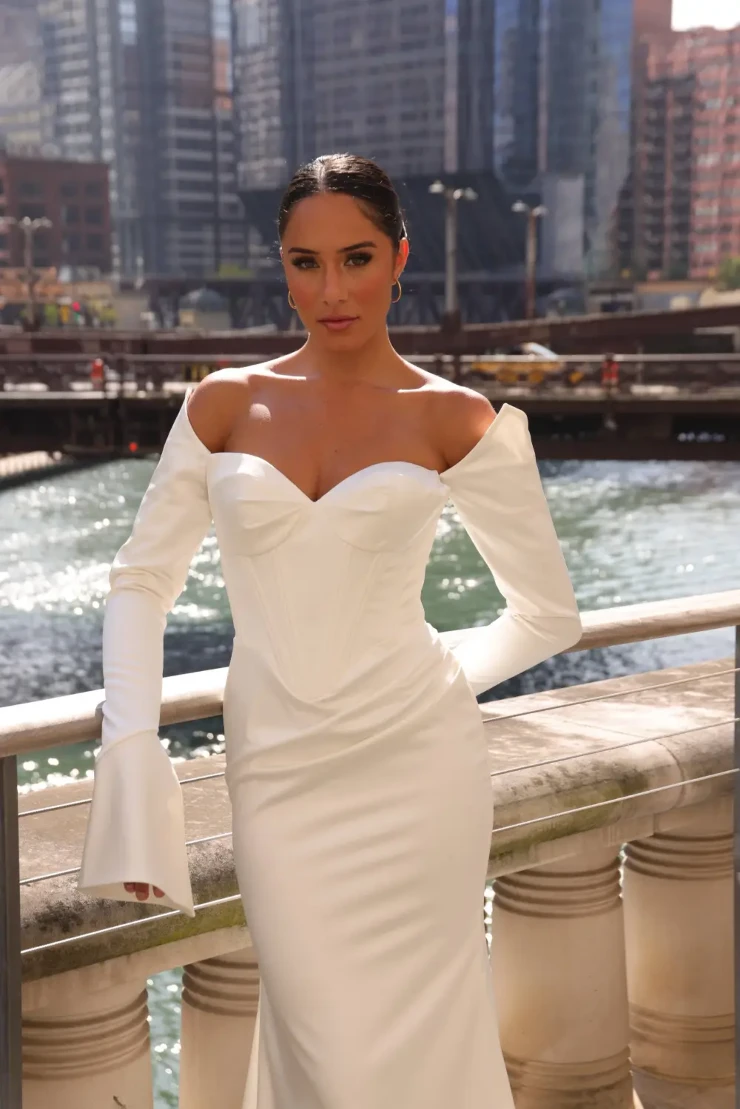 sachin and babi light blue dress These Chic Bridal Outfits Are Perfect For A Las Vegas Destination Wedding